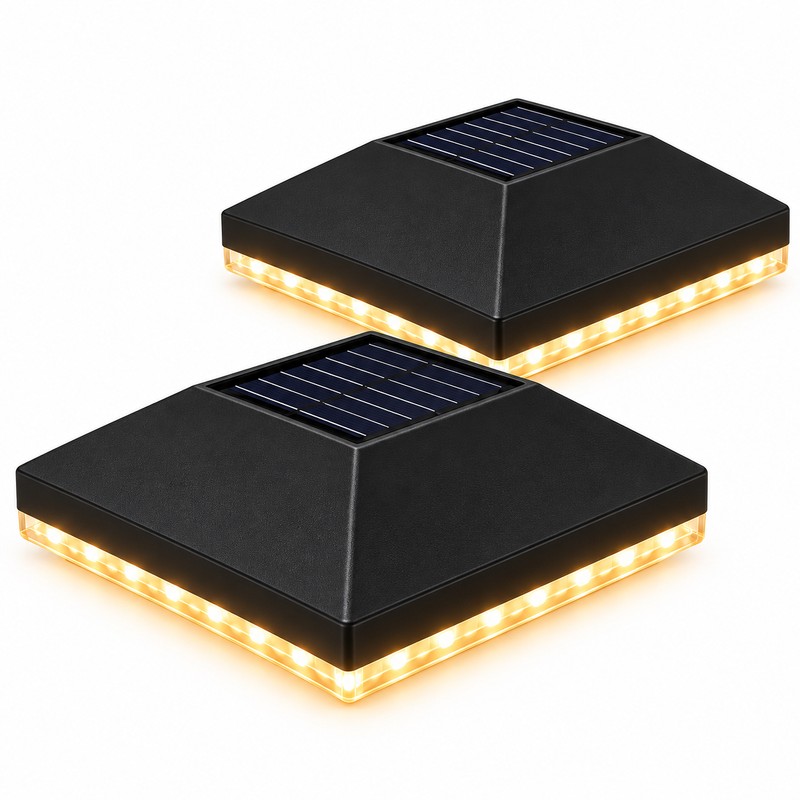 2-Pack Solar Post Cap Lights for 3.5 & 4-Inch Square