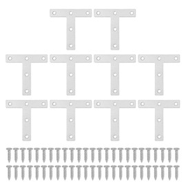 PATIKIL Flat Mending Plate 3.1"x0.6", 8 Pcs Stainless Steel T-Shape Flat Bracket for Shelves Corner Braces Brackets Metal Fixing Joining Plates for Wood Furniture Cabinet Frame Repair