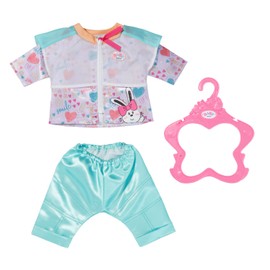 BABY born Aqua 832622 Leisure Suit 43 cm Doll Clothes Set Consisting of Colourful Leisure Jacket with Turquoise Shiny Leggings and Hanger