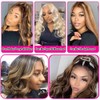 QNQZ 28 Inch Highlight Wigs Human Hair 13X6 HD Lace