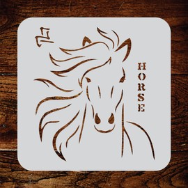 Horse Head Stencil, 12.5 x 14 inch (XL) - Animal Farm Equine Chinese Year of The Horse Stencils for Painting Template