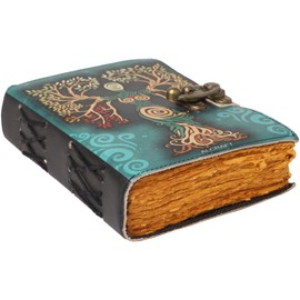 ALCRAFT Blank Spell Book of Shadows Journal with Lock Clasp Antique Handmade Deckle Edge Vintage Paper Leather Bound Journal for Women and Men |Travel Notebook for Writing
