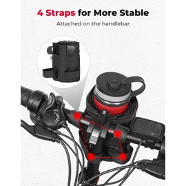 KEMIMOTO Bike Cup Holder, Bicycle Water Bottle Holder for Handlebar, Drink Holder with Mesh Pockets Hold 12-32oz Bottle, Fit for Mountain Bike Road Bikes E-Bike Cruiser Scooter Wheelchair