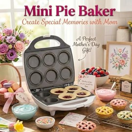 Pastelera para minipasteles y quiche, hace 6 unidades en minutos, antiadherente, con circulo para cortar la masa para medición fácil.