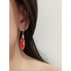 SELOVO Red Teardrop Stone Dangle Drop Fishhook Earrings Silver Tone