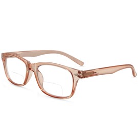 In Style Eyes Seymore Retro Bifocal Cheaters Reading Glasses - Full-Rimmed Classic Oval Acetate Frame - Non-Progressive Lens - Clear Rose - 1.75x