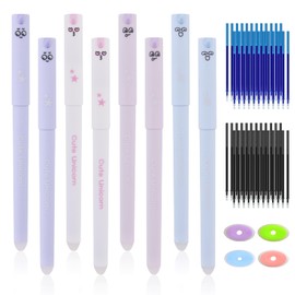 GZGXKJ 8pcs Erasable Pen 0.5mm Friction Pens Rub Out Pen Animal Erasable Pens with 40 Erasable Refills and 4 Erasers Suitable for School Supplies Office Sketch Drawing Notes