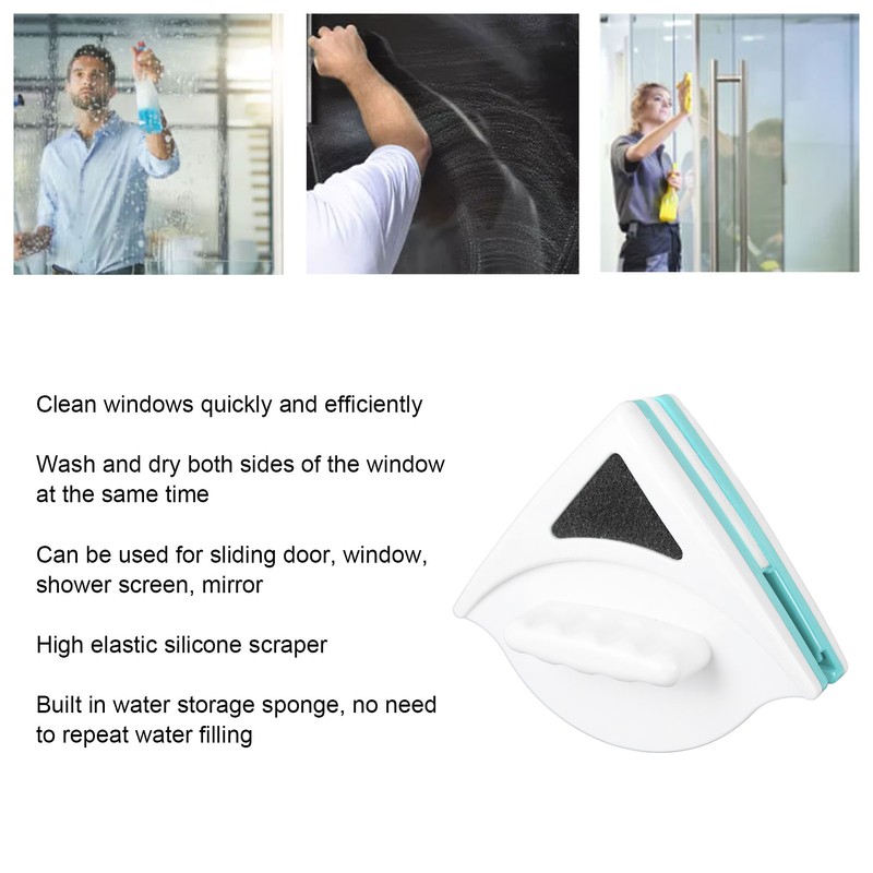 Window Double Side Wiper Plastic Ergonomic Handle Magnetic Glass Cleaning