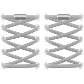 RJ-Sport (2 Pairs) Elastic Shoelaces with Quick Release - Quick Lacing System for Unique Comfort and Strong Hold - with Metal Capsules without Tying (Grey2)