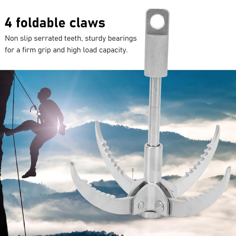 Grappling Hook with 4 Folding Claw Stainless Steel Multifunctional Outdoor