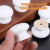 Mgoodoo 5PCS White Wood Knobs, 1.34'' Round Mushroom Wooden Knobs