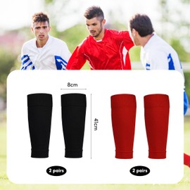 4 Pairs Football Sock Sleeves, Football Sleeve Socks, 41cm Soccer Shin Guards Sleeves, Breathable Footless Football Socks for Football Running Training