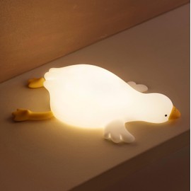 KinYiLO Goose Cute Night Lights for Toddler,Kids,Baby, Duck Nightlight Ambient Lamp Warm Light Bedside Sleeping Companion, Rechargeable Battery Powered, 30Min Auto-Off