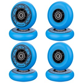 AOWISH Inline Skate Wheels 85A Outdoor Asphalt Formula Roller Blades Replacement Wheels Indoor Roller Blades Wheels with Bearings ABEC-9 & Floating Spacers (8-Pack) (Blue, 80mm)