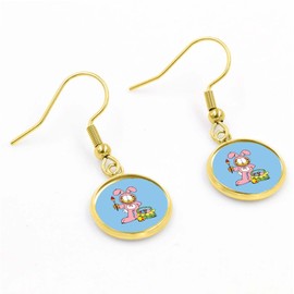 Tabby Cat Easter Drop Dangle Earring, Gold