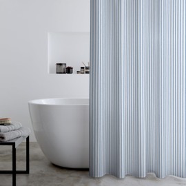 Catherine Lansfield Timeless Stripe Shower Curtain, 180x180 cm, Blue