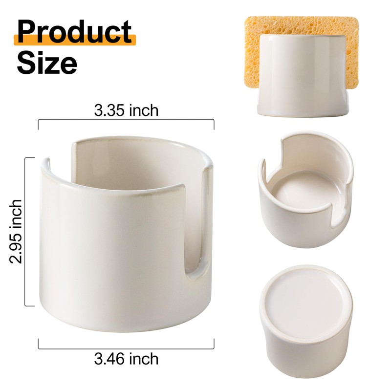 Zoeeker Sponge Holder for Kitchen Sink, Ceramic Dish Sponge Drying