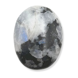 ZAIN GEMS LLC Gemstone Rainbow Moonstone Carved Palm Stone/Pocket Palm Stone/Reiki Healing & Crystal Grid for Natural Body Chakra Balancing