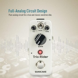 SONICAKE Overdrive Guitar Pedal, Mini Centaur Classic Overdrive Effects Pedal Analog for Electric Guitar and Bass, 3 Legendary Sounds, Buffer Bypass - Trio Rider
