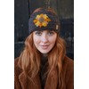 Pachamama Women Wool Ear Warmer Headband Fleece Lined Handknitted Sunflower