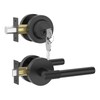Asidrama Premium Black Zinc-Alloy Front Door Lock Set: Double Cylinder