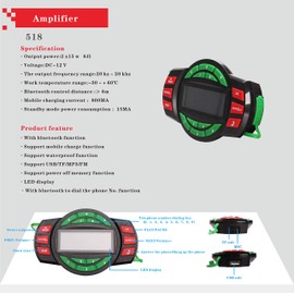 12V UTV ATV Bluetooth Amplifier Sound System Hand-Free Speakers FM USB Audio System Stereo 3.5 Inch Speakers 12V Motorcycle Waterproof Audio FM Radio Stereo Speaker