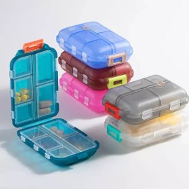 10칸 여행용 약통 휴대용 약 보관함 케이스 일일 또는 지갑용 어유약 10 Compartment Travel Pill Box Portable Pill Case Daily or Wallet Size Vitamins Organizer [Grey]