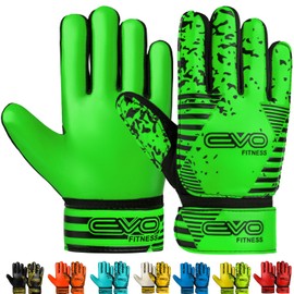 EVO Fitness Goalkeeper Gloves Kids Boys Football Gloves With Premium Grip Youth & Adut Sports Goalie Gloves (Green, Suitable for 6 to 9 Years old Size 4)