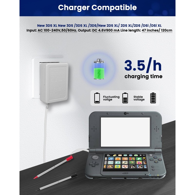 AC Adapter Game Charger for Dsi Ndsi 3DS/3DSXL/New 3DS/New 3Dsll/2DS/Dsi/Dsixl