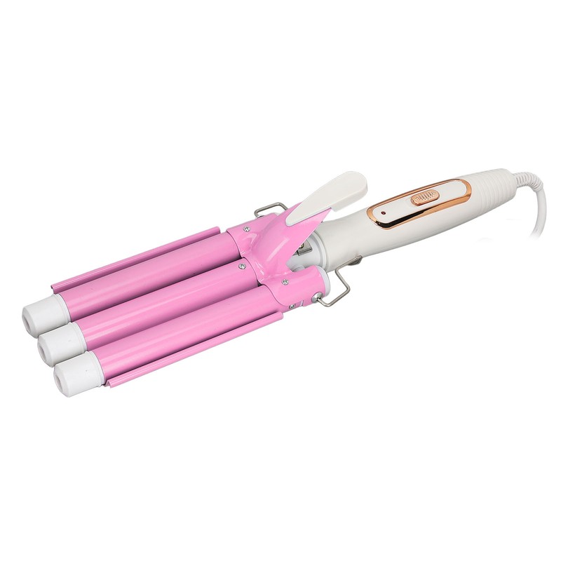 3 Barrel Curling Iron Wand Ceramic Glaze Coating Adjustable Frizz