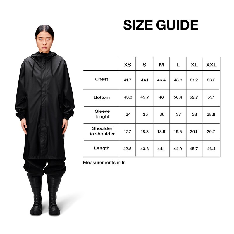 RAINS Fishtail Parka Raincoat, Jacket Black M