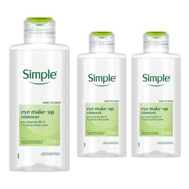 3 Pack of 125ml Simple Kind to Skin Eye Make-Up Remover For Sensitive Skin