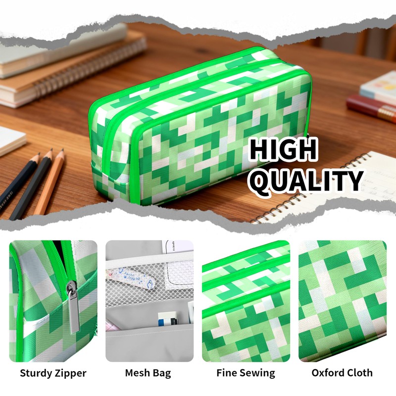Large Capacity Pencil Case Pouch 3 Compartments Pen Bag for