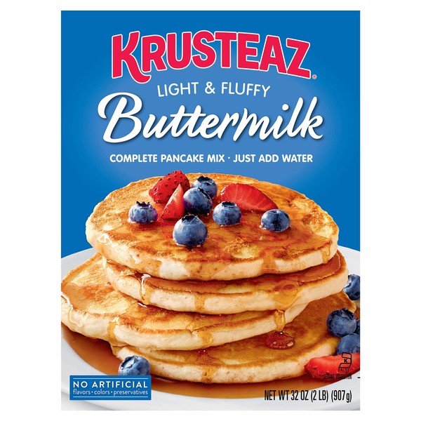 Krusteaz Light Fluffy Pancake Mix (No Artificial Flavors/Colors or Preservatives), Buttermilk, 384 Oz, Pack of 12