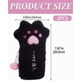 UYRVAPE Plush Pencil Case, Pencil Case Cat, Cat Claws Pencil Case, Kids Pencil Case Cat, Cat Stationery for Girls Boys Teen Gift, Black, black