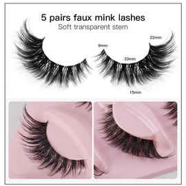 Curled Fake Lashes for Lash Extensions, 5 Pairs Cat Eye False Eyelashes for Music Festival Makeup, Natural Faux Lashes, Soft Cross Eyelashes Extensions, Clear Band Lashes, Wispy Eyelash for Makeup, Lash Cluster Cosmetic Tools, Christmas Gift
