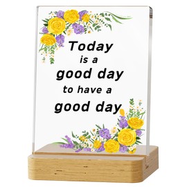 Parxara Today Is A Good Day for A Good Day Motivational Office Gifts for Coworkers - Inspirational Good Day Quotes Desk Plaque with Wooden Stand - Uplifting Encouragement Gift for Best Friend - Positive Message Sign for Birthday