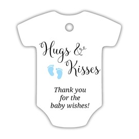 30 Hugs and kisses baby shower tags - Hershey kiss favors (Baby blue)
