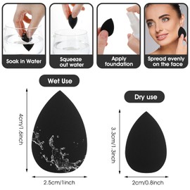 WLLHYF Pack of 20 Mini Makeup Sponge Beauty Blender Soft Powder Puffs Colourful Pressed Puffs for Mineral Powder Cosmetics Loose Powder Body Powder Wet Dry Foundation Beauty Tool (Black)