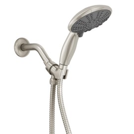 Ana Bath SOLID BRASS MOUNT CONNECTOR 5 Inch 5 Multi Function Handheld Shower Head System, Spot Resist Brushed Nickel