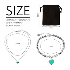 1 Piece Love Necklace, with Bracelet and Storage Bag, Fashion and Simple Accessories, Double Heart Shaped Necklace, All Same Enamel Necklace, Adjustable Pendant, Party Bag Filling, Zinc