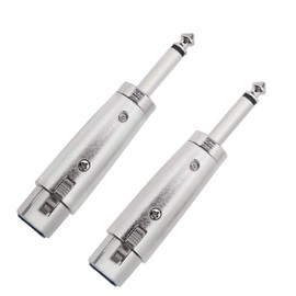 EMSea 2X 3-Pin XLR to 1/4 Adapters, 3 Pins XLR Female to 6.35mm Male Mono Plug Socket Conversion Connector for Microphone Audio Silver