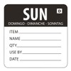 Vogue Black Dissolvable Sunday Labels Sunday. Roll of 250