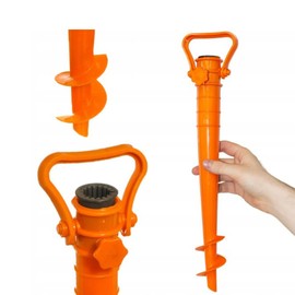 T CACHE Beach Umbrella Sand Anchor - Rust-Free, Sized for Thin Umbrellas with Handle, Easy to Use Beach Accessories Must Haves (Orange)
