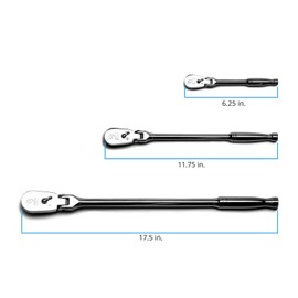 Capri Tools Ratchets, True 72-Tooth, 5-Degree Swing Arc (3-Piece Set/Flex-Head Low Profile), (Model: CP12000FX)