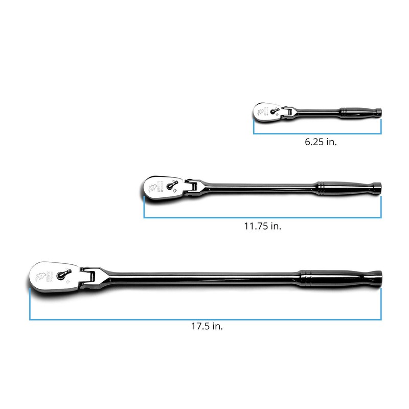 Capri Tools Ratchets, True 72-Tooth, 5-Degree Swing Arc (3-Piece Set/Flex-Head