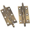 FMHXG 2PCS Classical Brass Hinge Pointed Crown 2 inch Antique