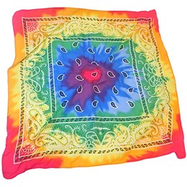 Topkids Accessories Hair Bandanas for Women Head Scarf Headbands Ladies Cotton Square Scarves Paisley Floral Camouflage Animal Print Leopard Tiger Neckerchief (Rainbow Tie Dye Paisley Blue/Green)