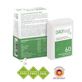 DAOfood Veg - Management des DAO-Mangel - Pflanzliches DAO-Enzym - Dispenser 60 Mini Gastro-resistente Tabletten