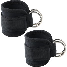 Correas de Tobillo para Fitness 2 Piezas, Tobillos de Anillo en D Correas Ajustables, Evita que se Deslicen para Hombre Mujer Entrenamiento de Piernas y Glúteos (Negro)